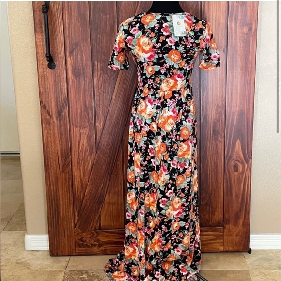 Amelia James New Size S Black Orange Floral Print Newport Stretch Maxi Dress - Picture 4 of 10